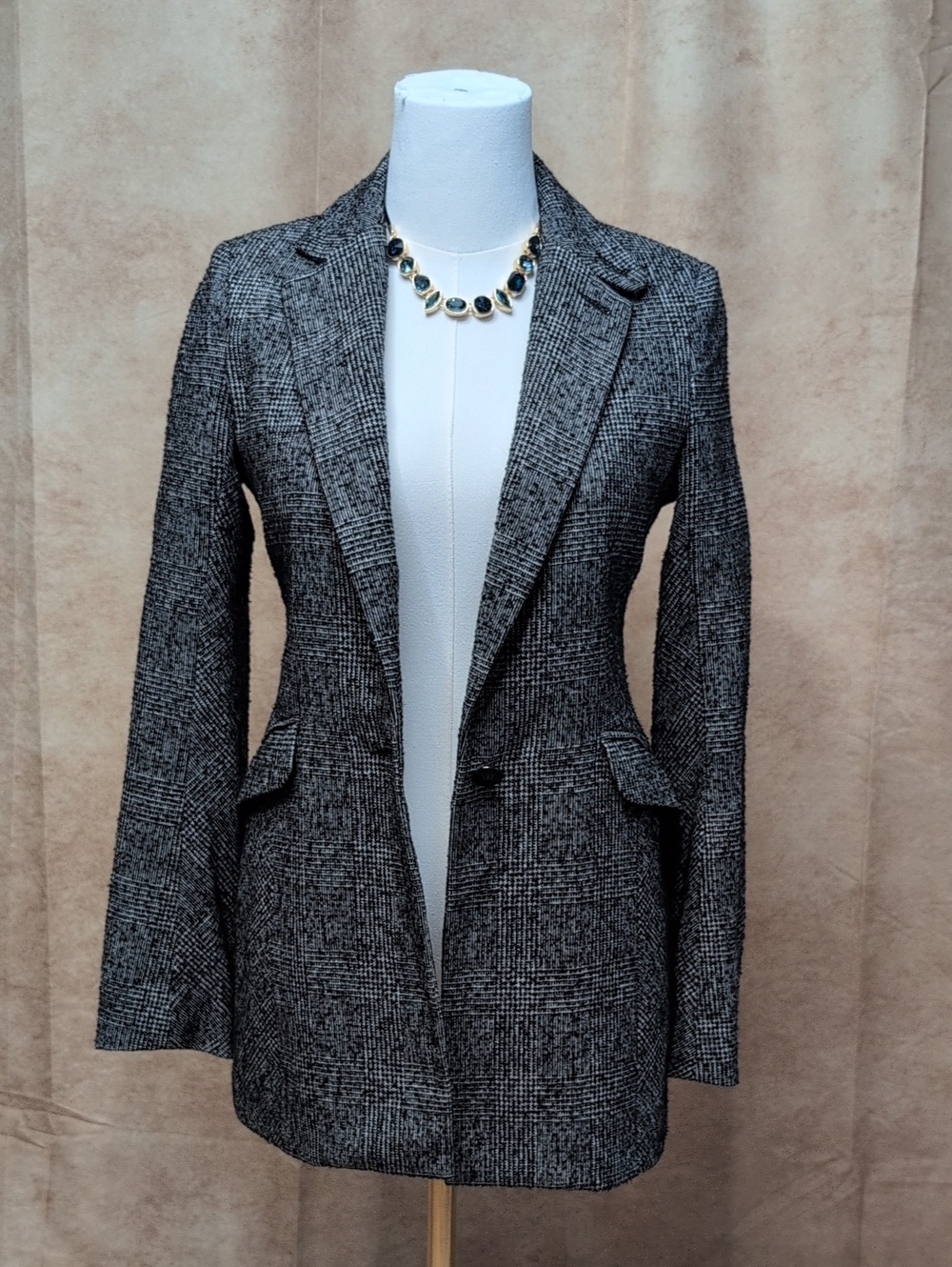 rag & bone Black and Gray Textured Long Blazer